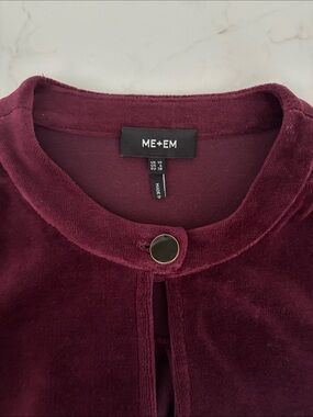 ME+EM Wine Velour Round-Neck Top